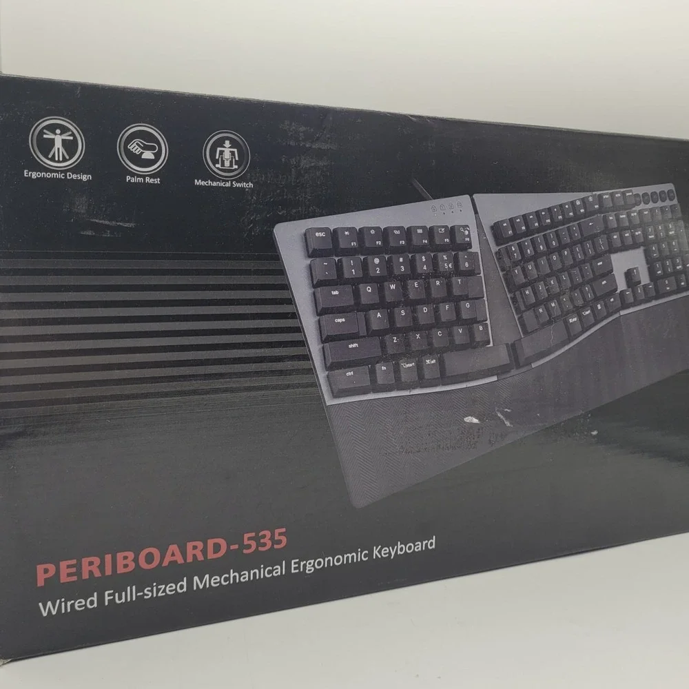 Ergonomic Wired Keyboard‎ Brown Switches Split Layout USB Mac Win Black – Perixx